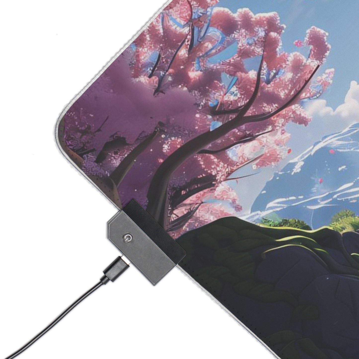 RGB Gaming Mouse Pad (Relaxing River & Sakura Tree)