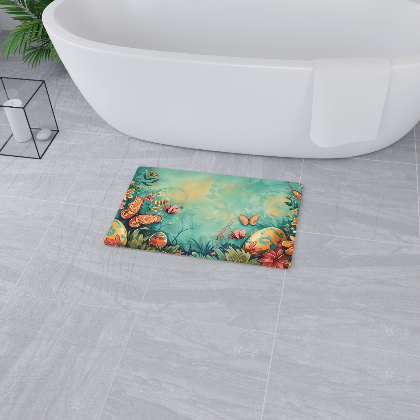 Floor Mat ( Easter Eggs Classic Look With Butterfly's )