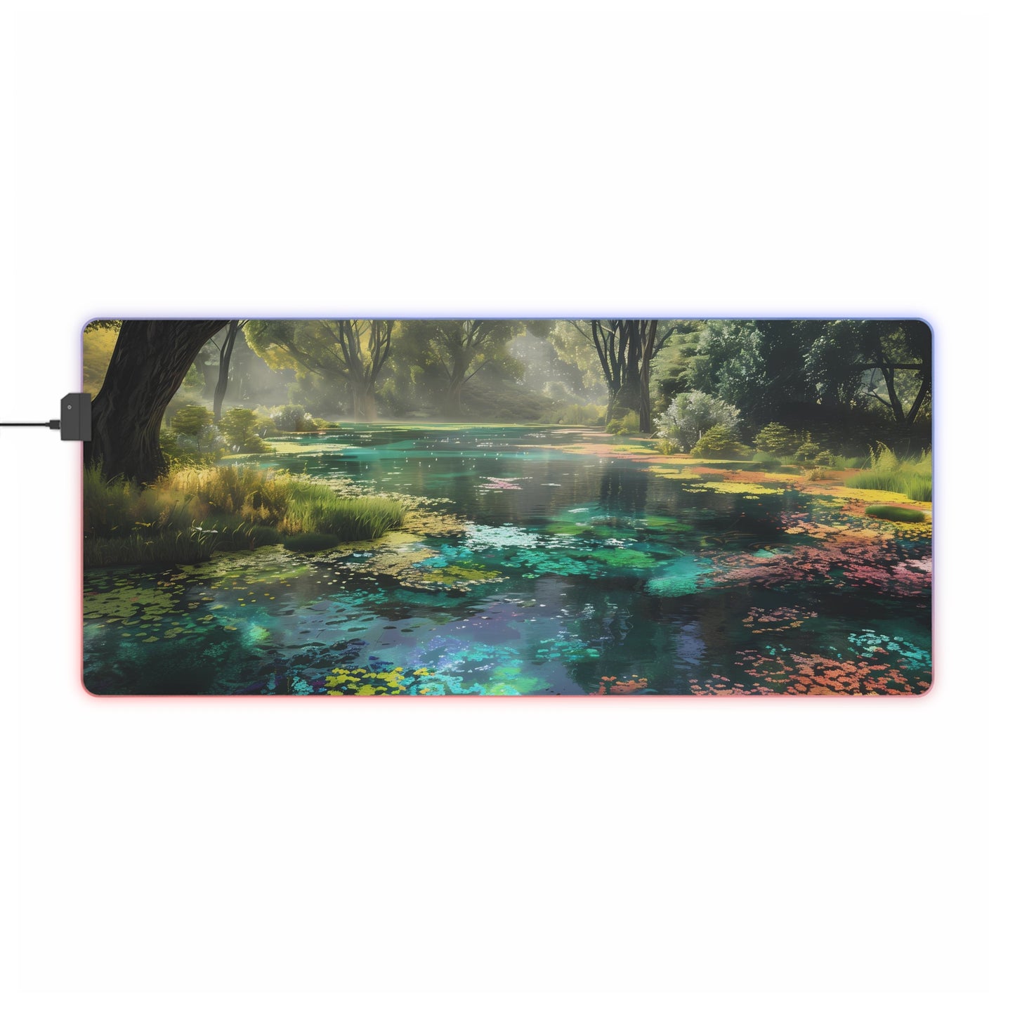 RGB Gaming Mouse Pad ( Calming Forest With Lake)