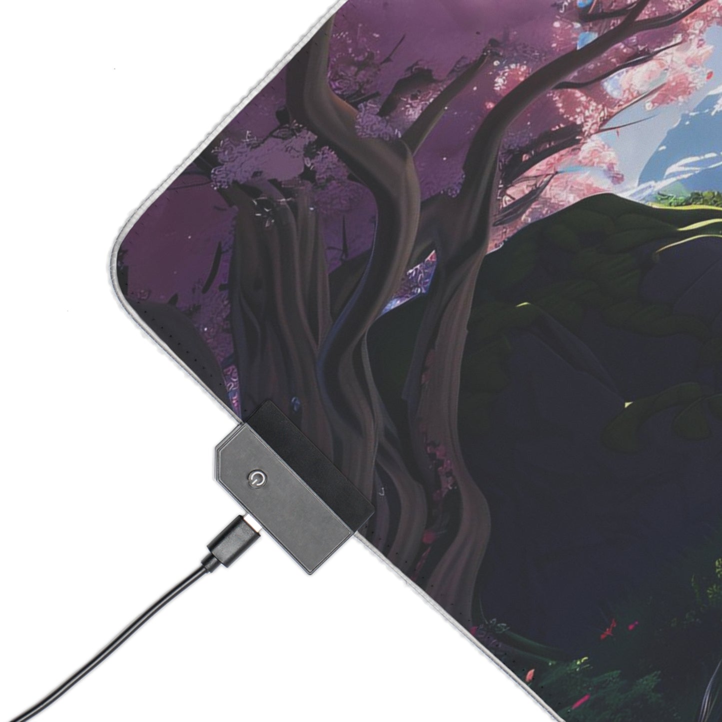 RGB Gaming Mouse Pad (Relaxing River & Sakura Tree)