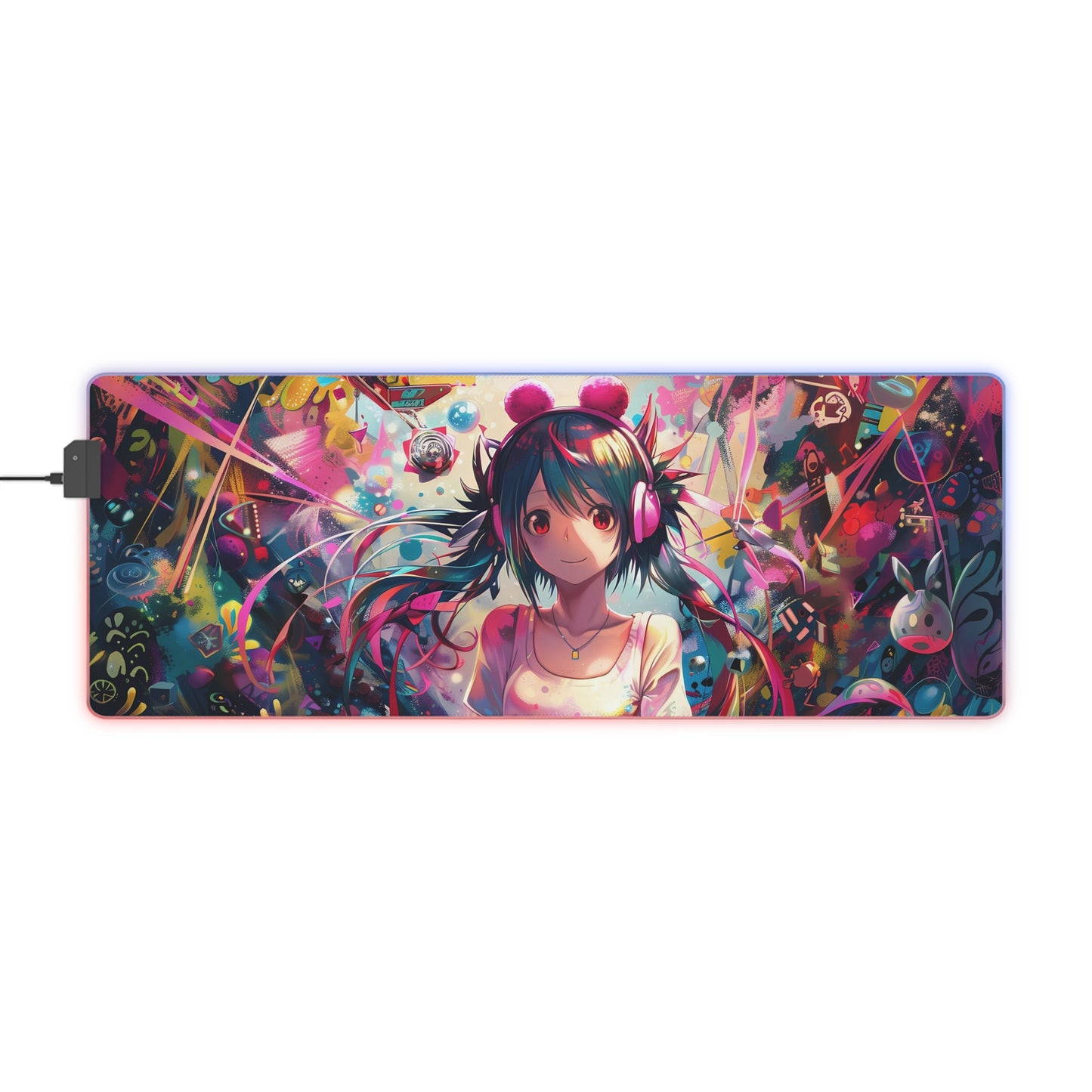 RGB Gaming Mouse Pad ( Anime Girl & Abstract Colorful Background)