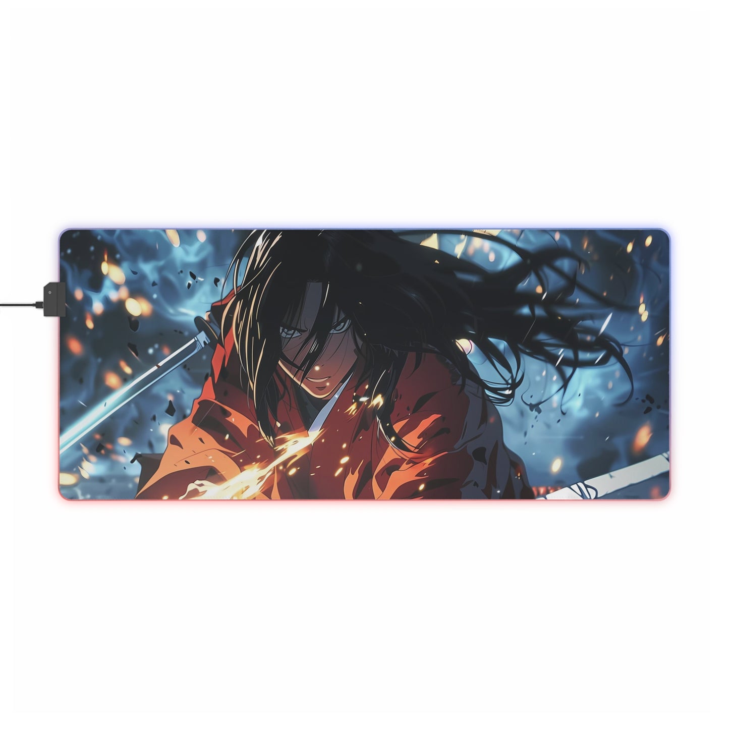 RGB Gaming Mouse Pad ( Samurai Katana Hidden Behind Strange Attack )