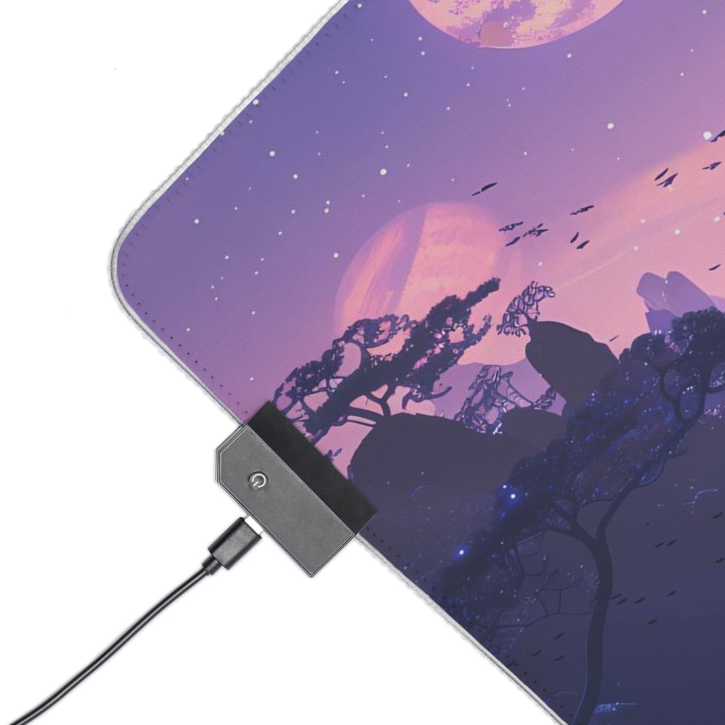 RGB Gaming Mouse Pad ( Purple Planet Environment With Moon)