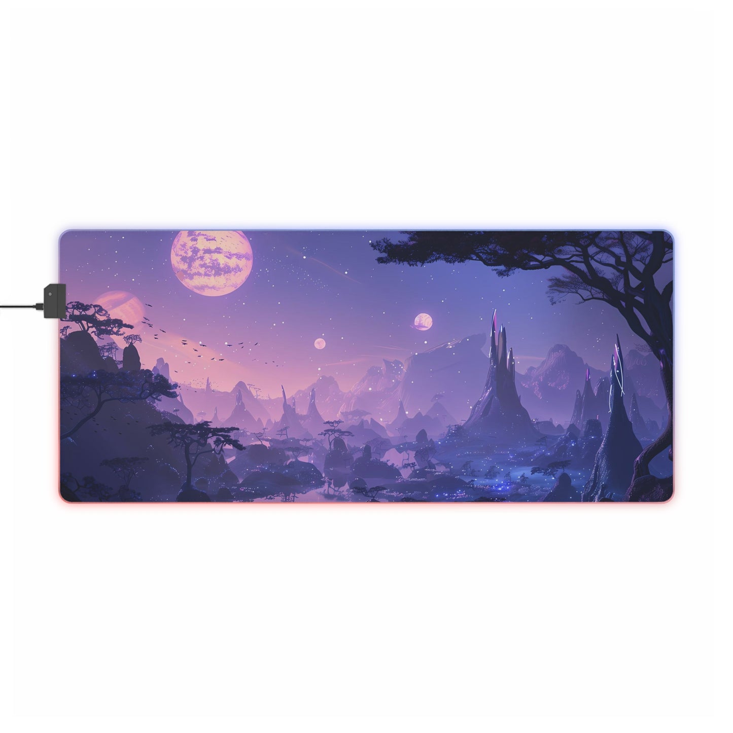 RGB Gaming Mouse Pad ( Purple Planet Environment With Moon)