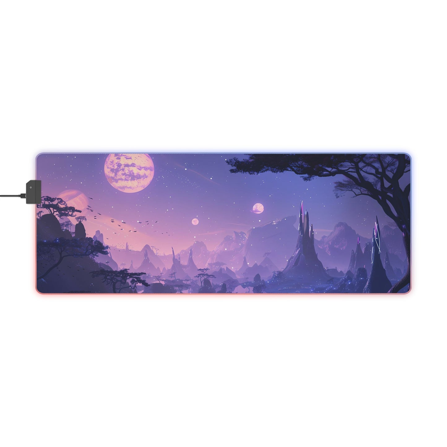 RGB Gaming Mouse Pad ( Purple Planet Environment With Moon)