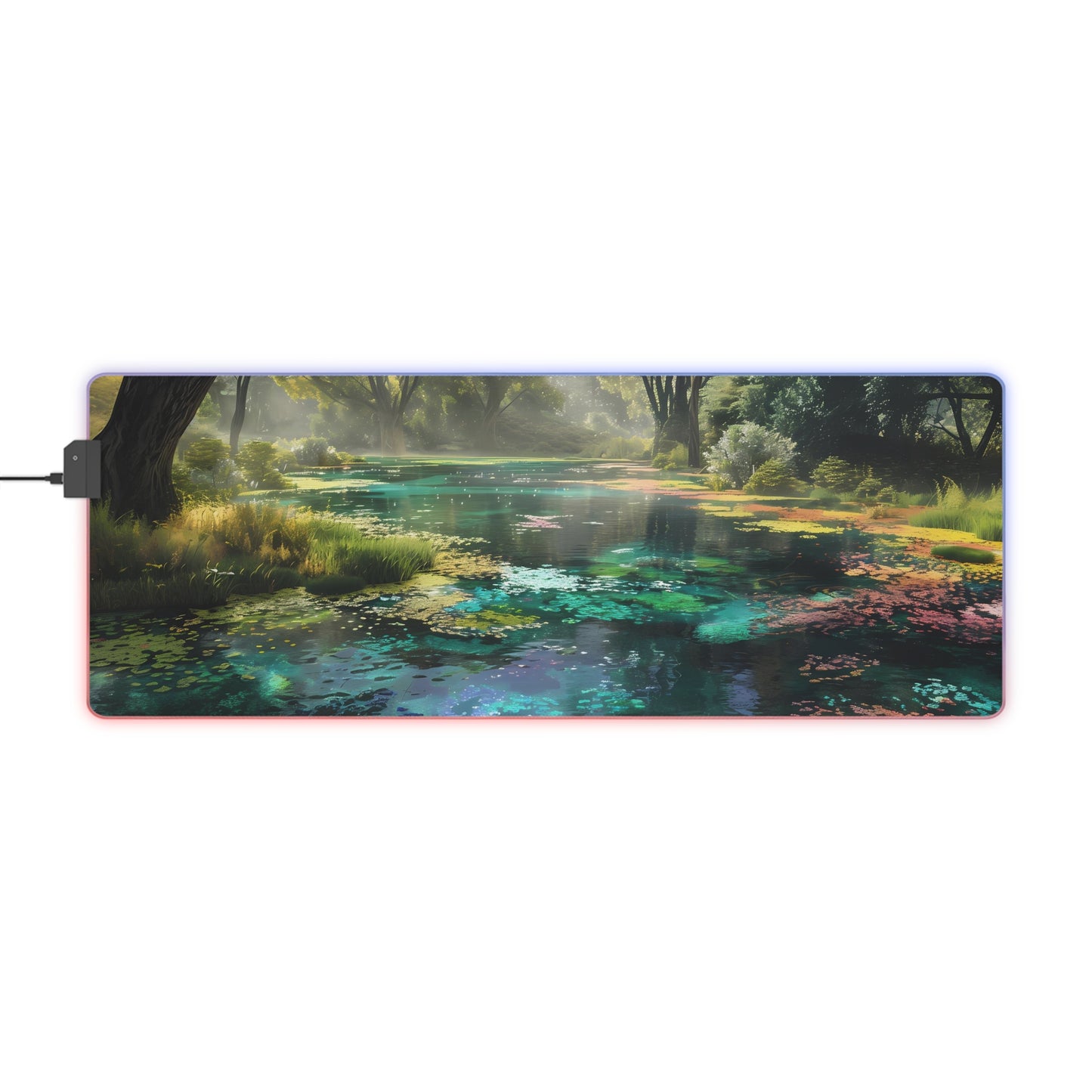 RGB Gaming Mouse Pad ( Calming Forest With Lake)
