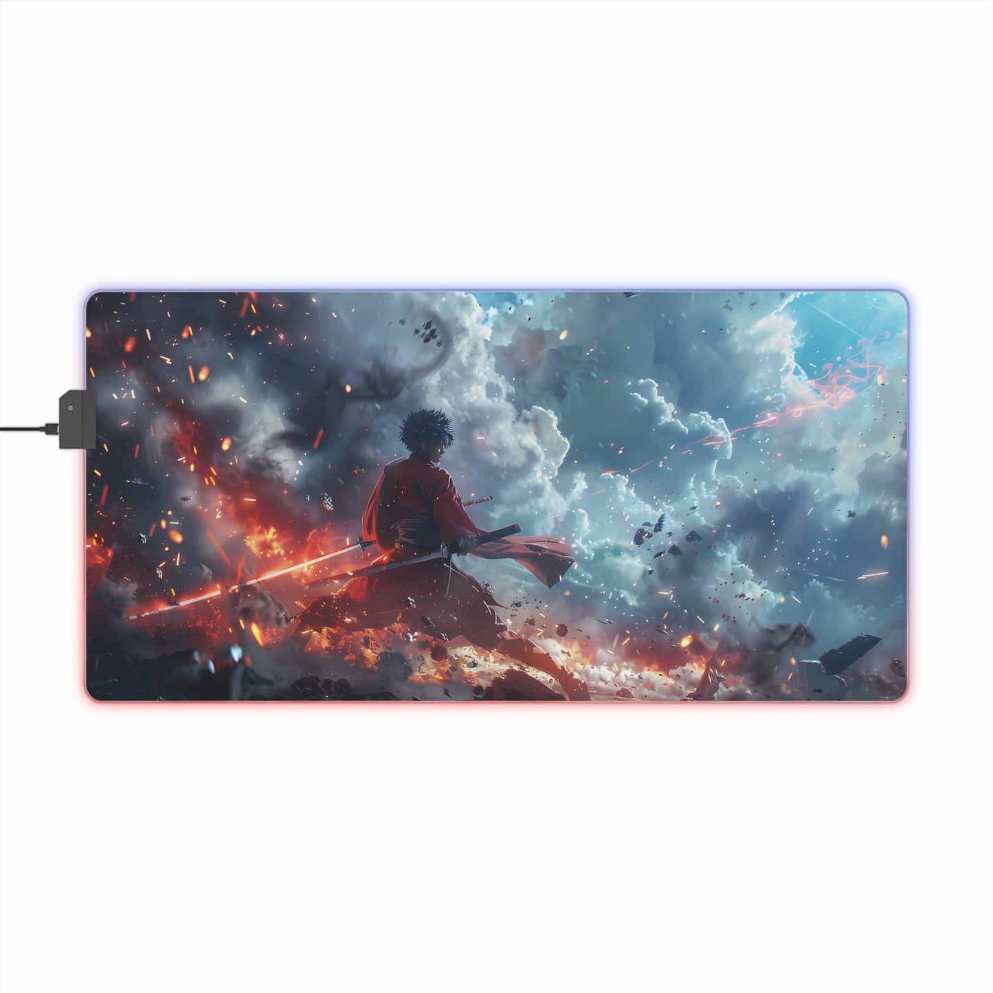 RGB Gaming Mouse Pad ( Samurai Catastrophical Fire )