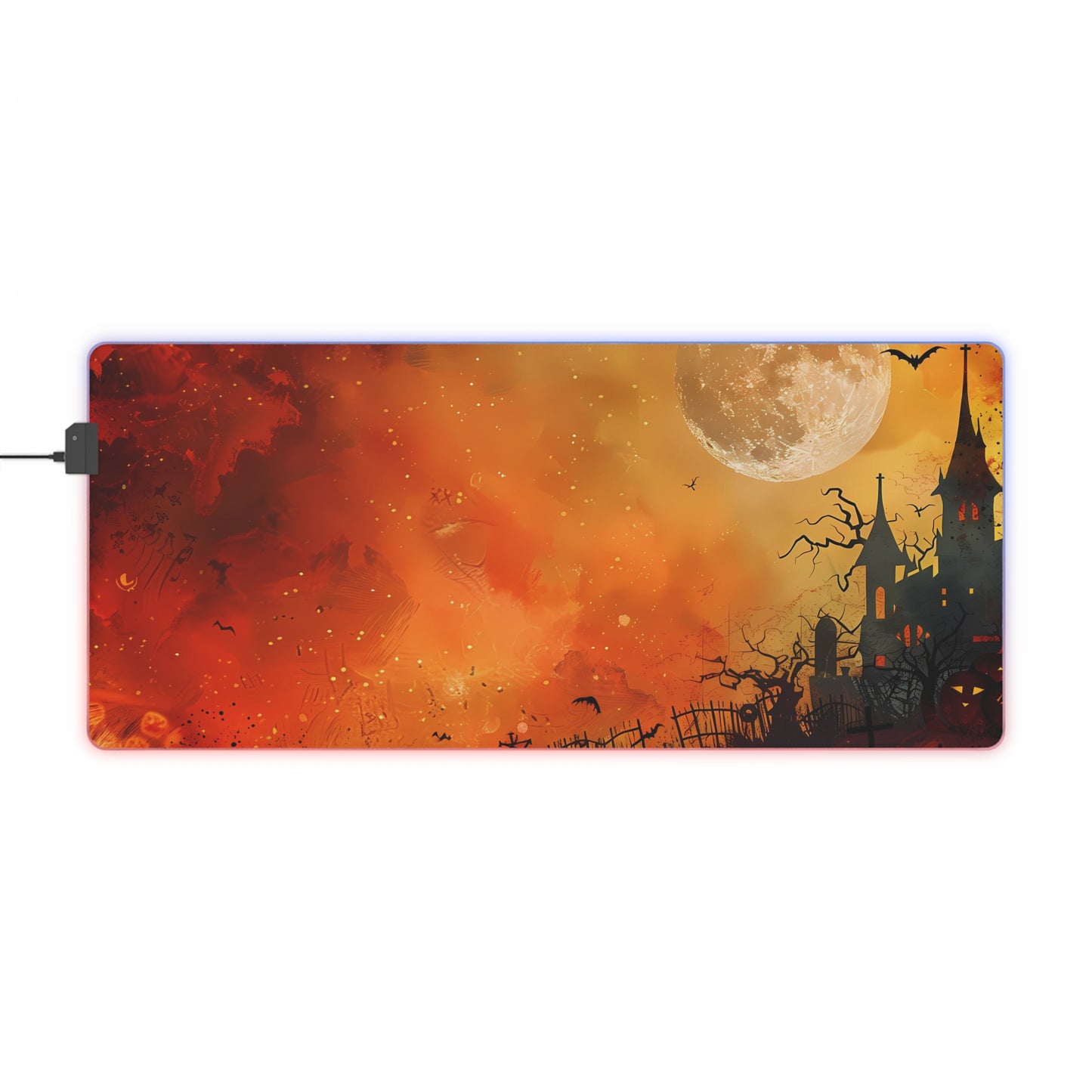 RGB Gaming/Office Mouse Pad ( Halloween Full Moon & Castle )