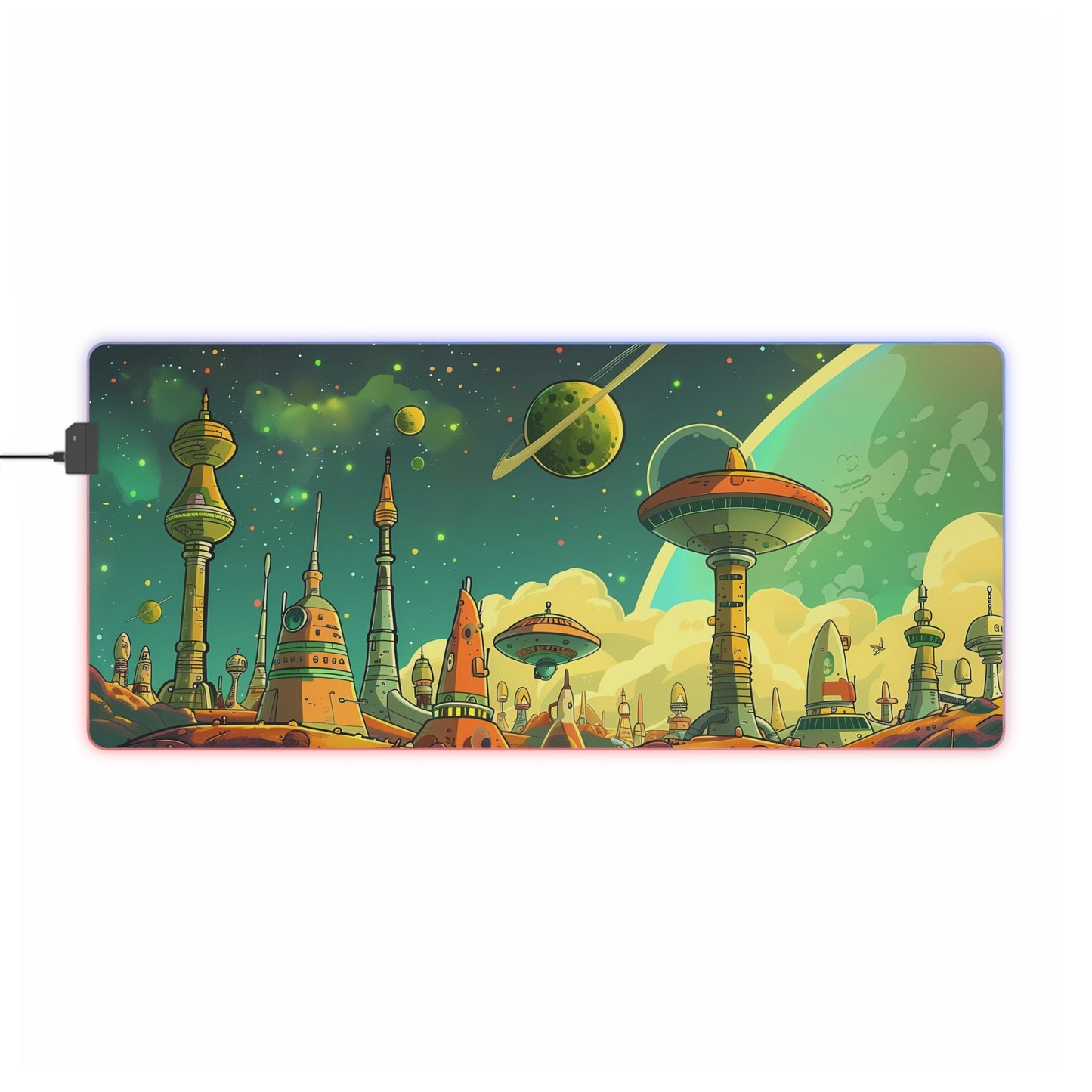 RGB Gaming Mouse Pad ( Alien Planet With Buildings )