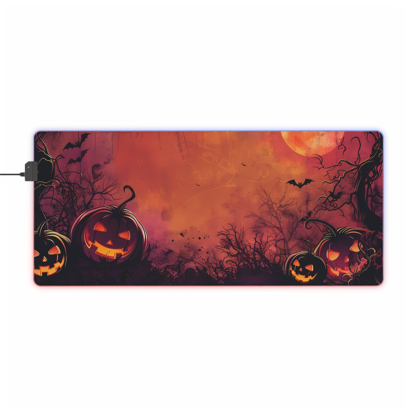 RGB Gaming/Office Mouse Pad ( Halloween Pumpkins & Moon )