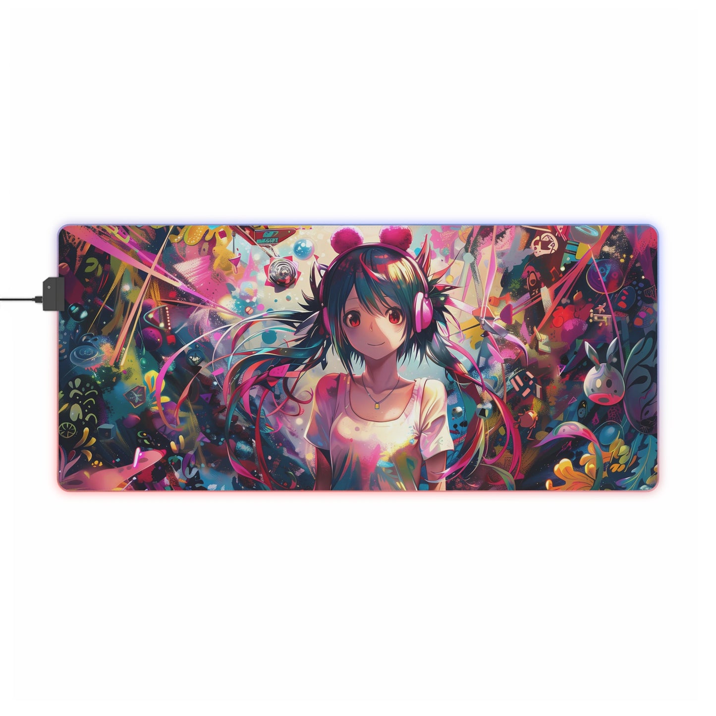 RGB Gaming Mouse Pad ( Anime Girl & Abstract Colorful Background)