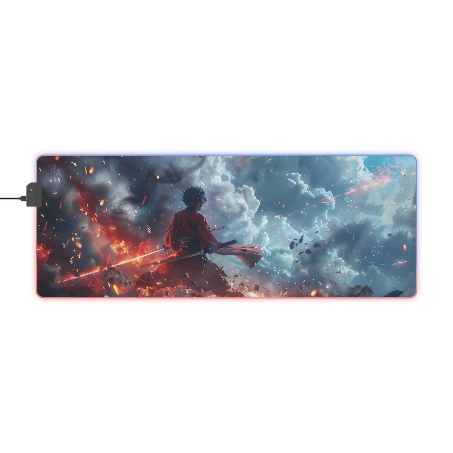 RGB Gaming Mouse Pad ( Samurai Catastrophical Fire )