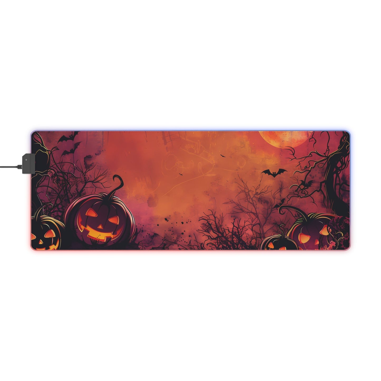 RGB Gaming/Office Mouse Pad ( Halloween Pumpkins & Moon )