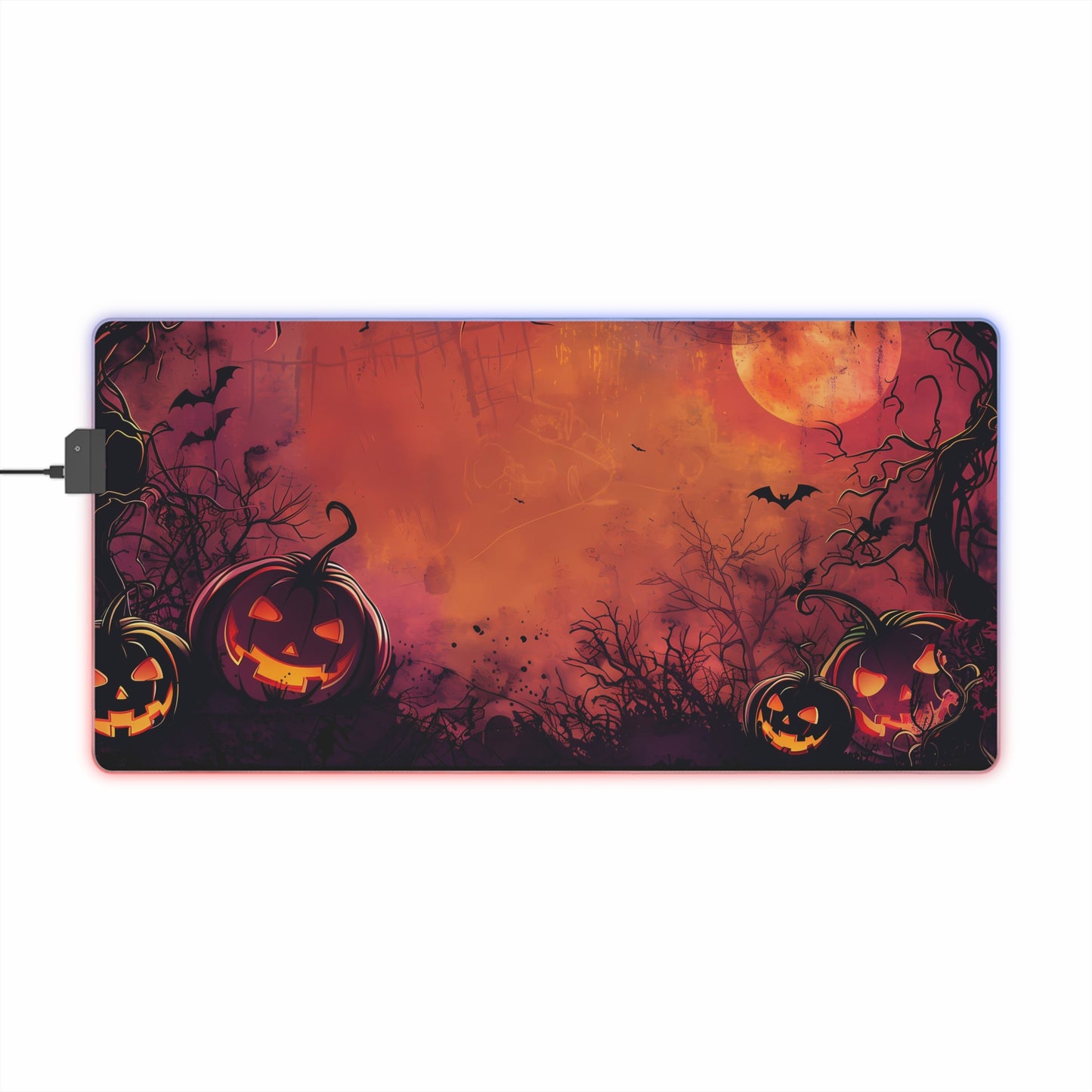 RGB Gaming/Office Mouse Pad ( Halloween Pumpkins & Moon )