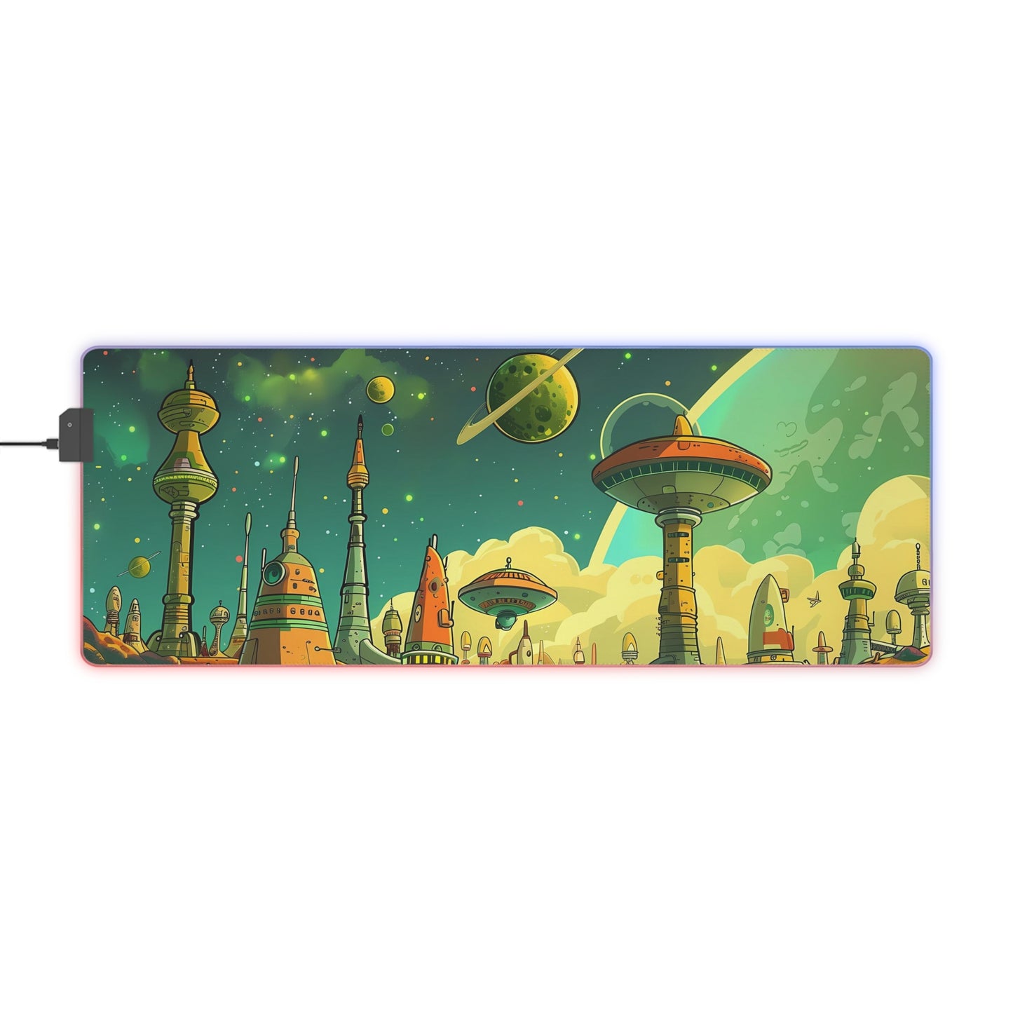 RGB Gaming Mouse Pad ( Alien Planet With Buildings )