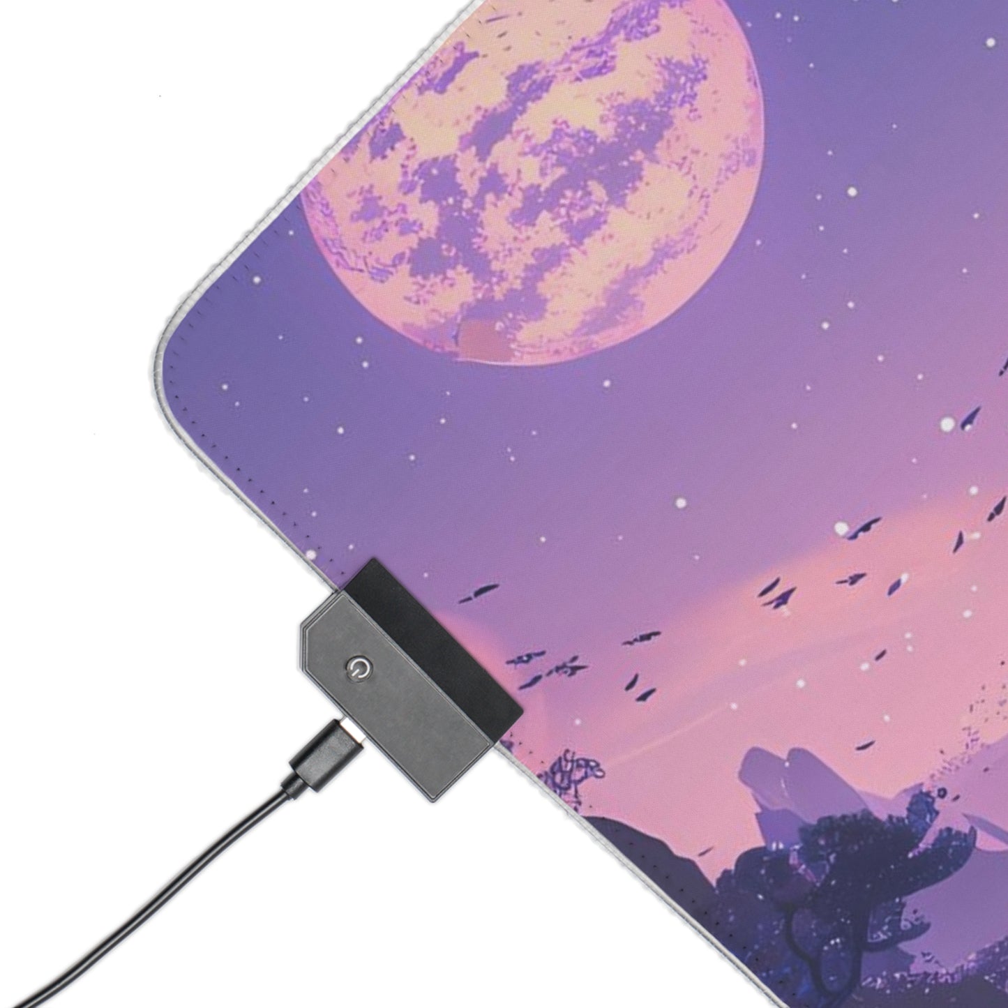 RGB Gaming Mouse Pad ( Purple Planet Environment With Moon)