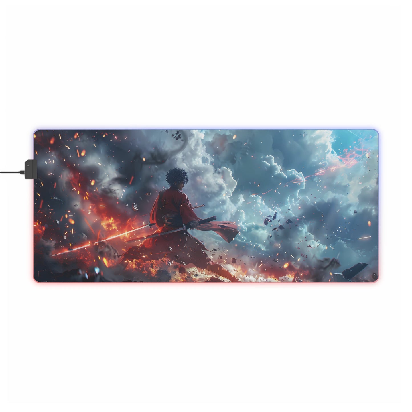 RGB Gaming Mouse Pad ( Samurai Catastrophical Fire )