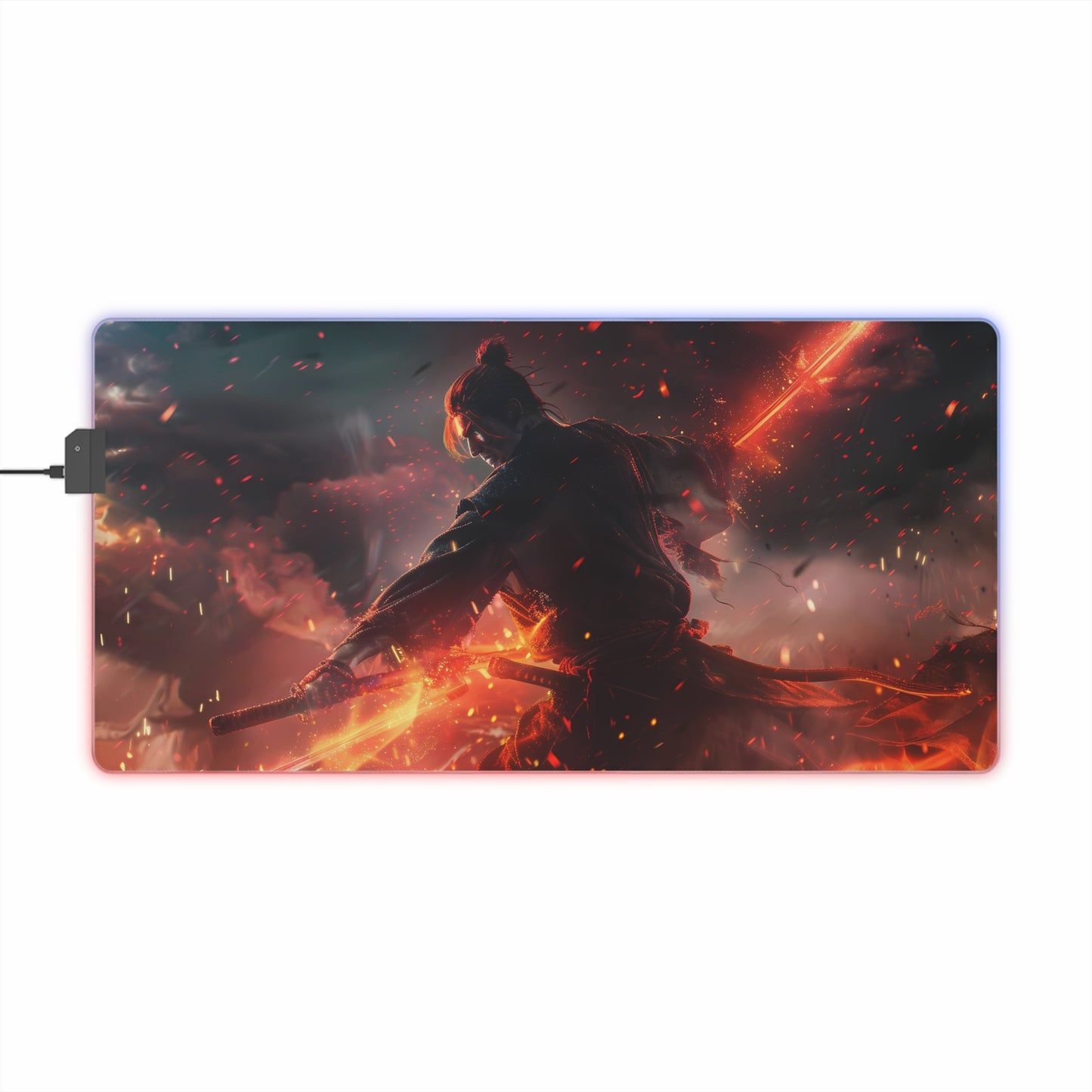 RGB Gaming Mouse Pad ( Samurai With Fire Katana )
