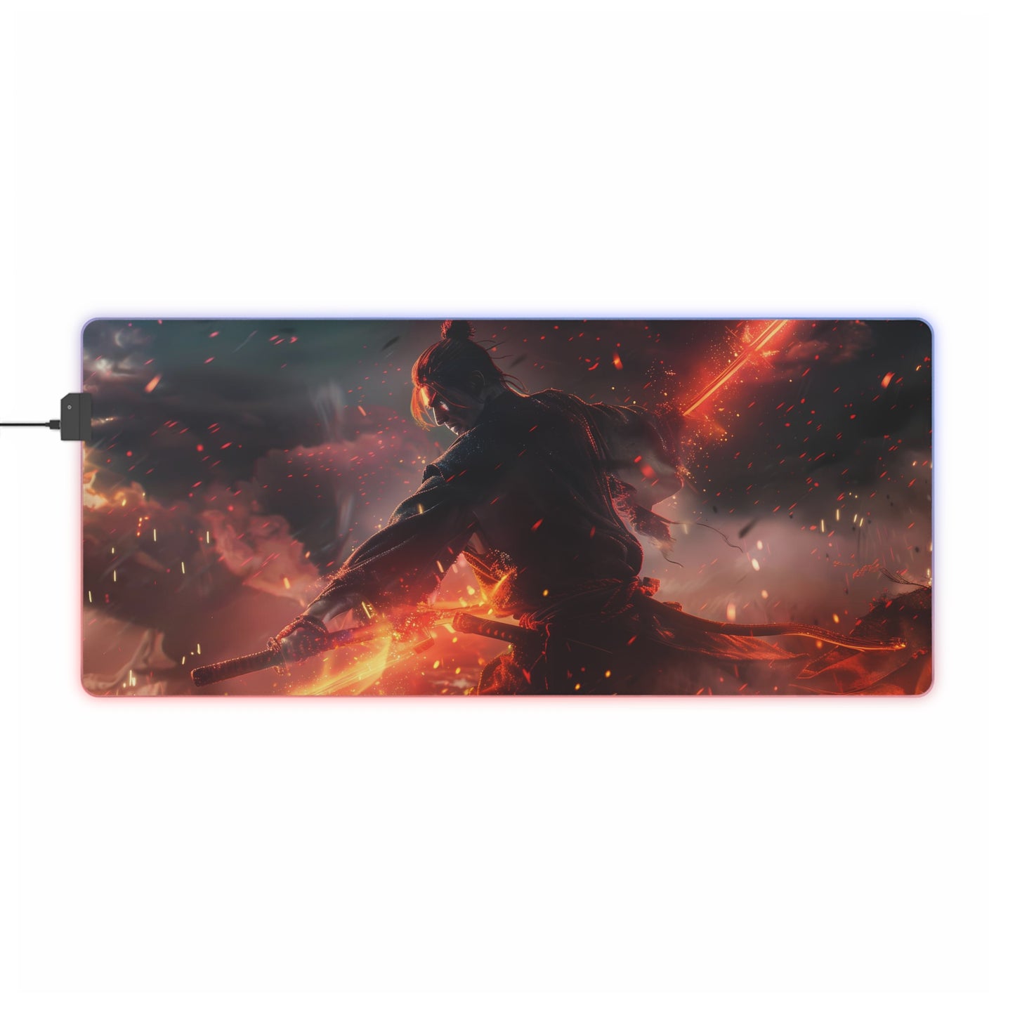 RGB Gaming Mouse Pad ( Samurai With Fire Katana )
