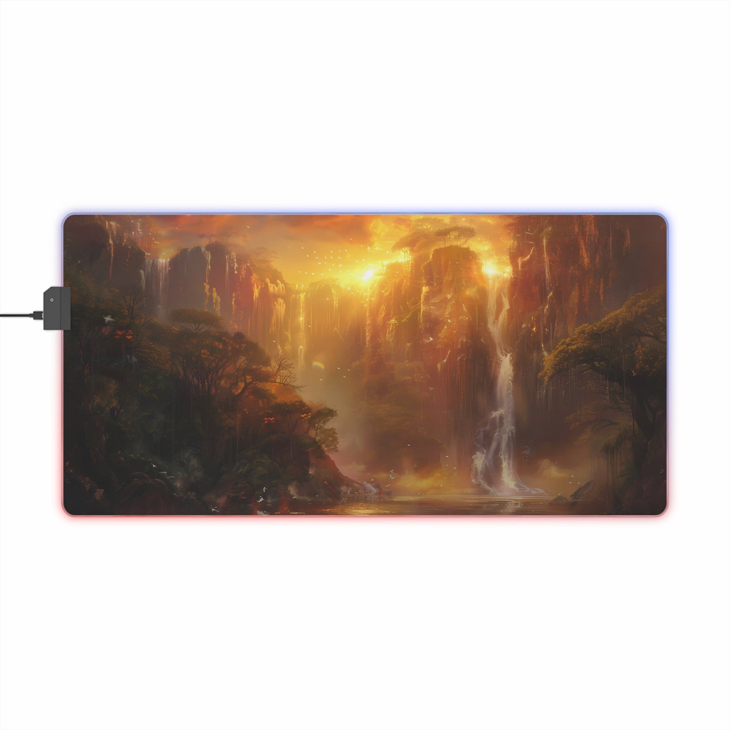RGB Gaming Mouse Pad ( Amazing Forest With Sunset )