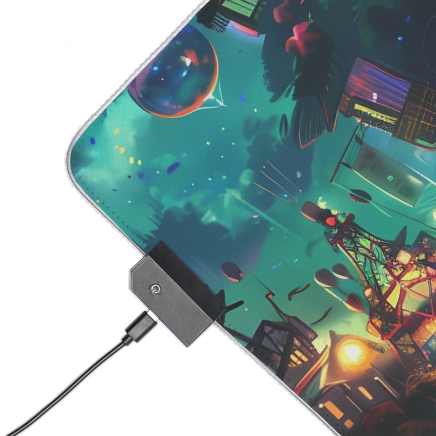 RGB Gaming Mouse Pad ( Girl Looking At A Magical City)