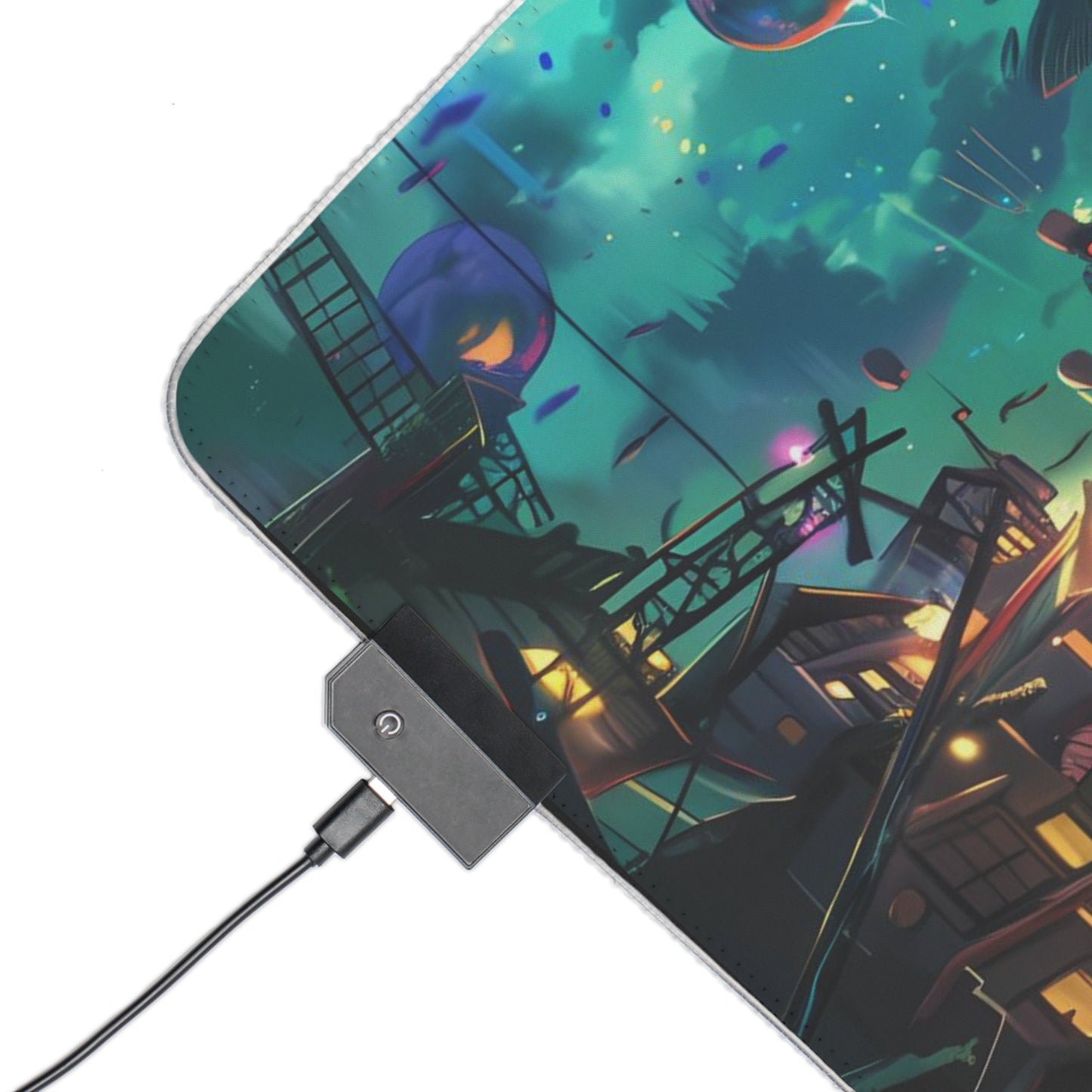 RGB Gaming Mouse Pad ( Girl Looking At A Magical City)