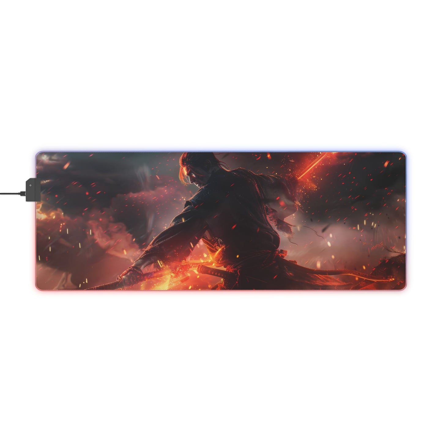 RGB Gaming Mouse Pad ( Samurai With Fire Katana )