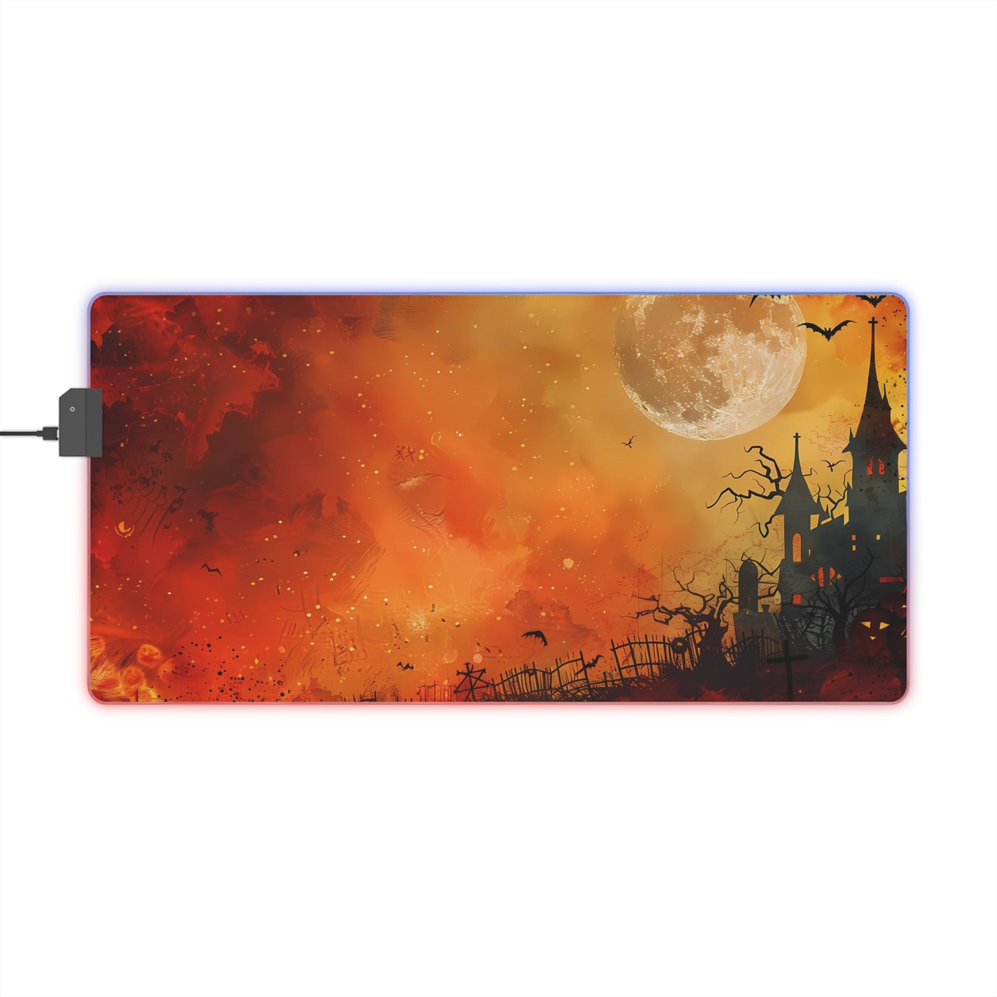 RGB Gaming/Office Mouse Pad ( Halloween Full Moon & Castle )