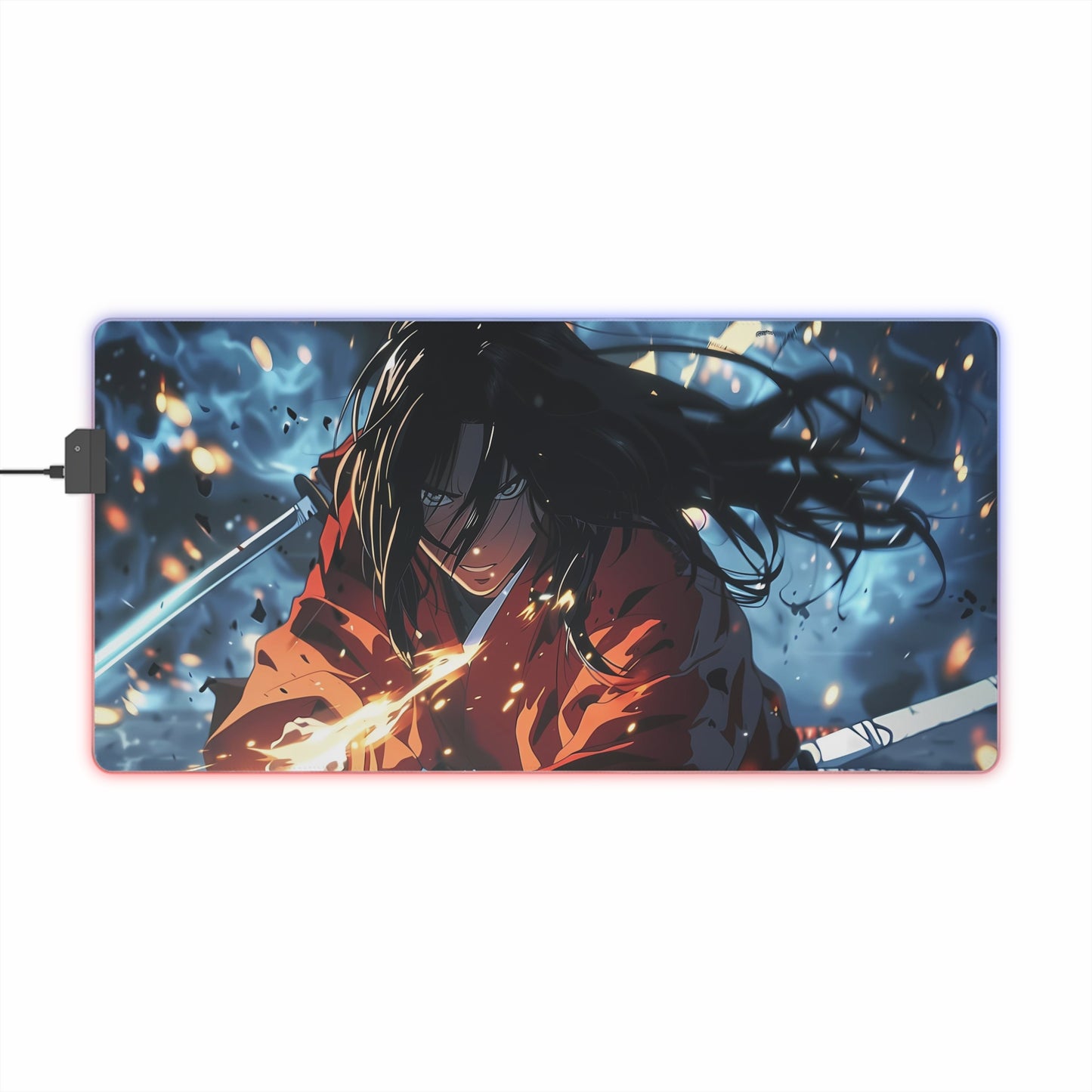 RGB Gaming Mouse Pad ( Samurai Katana Hidden Behind Strange Attack )
