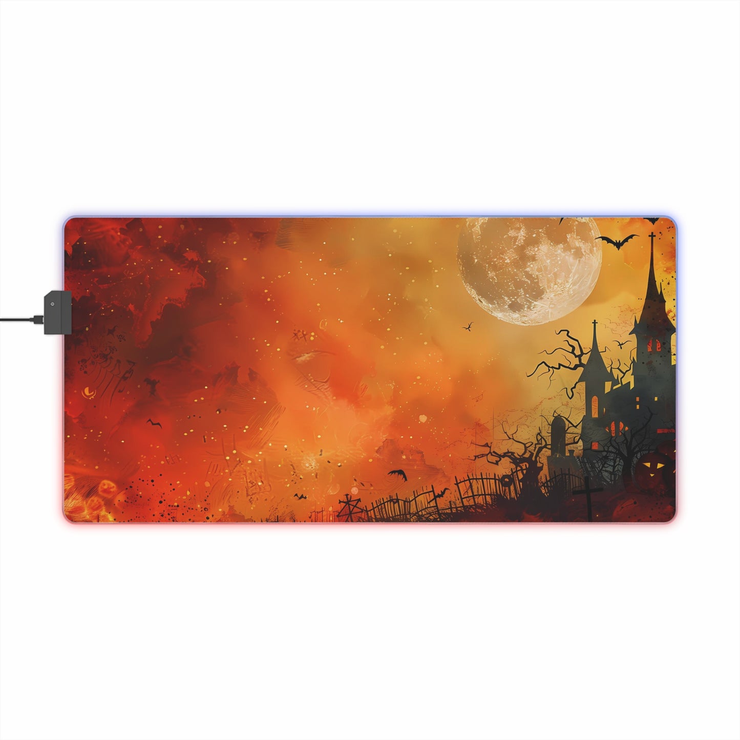 RGB Gaming/Office Mouse Pad ( Halloween Full Moon & Castle )