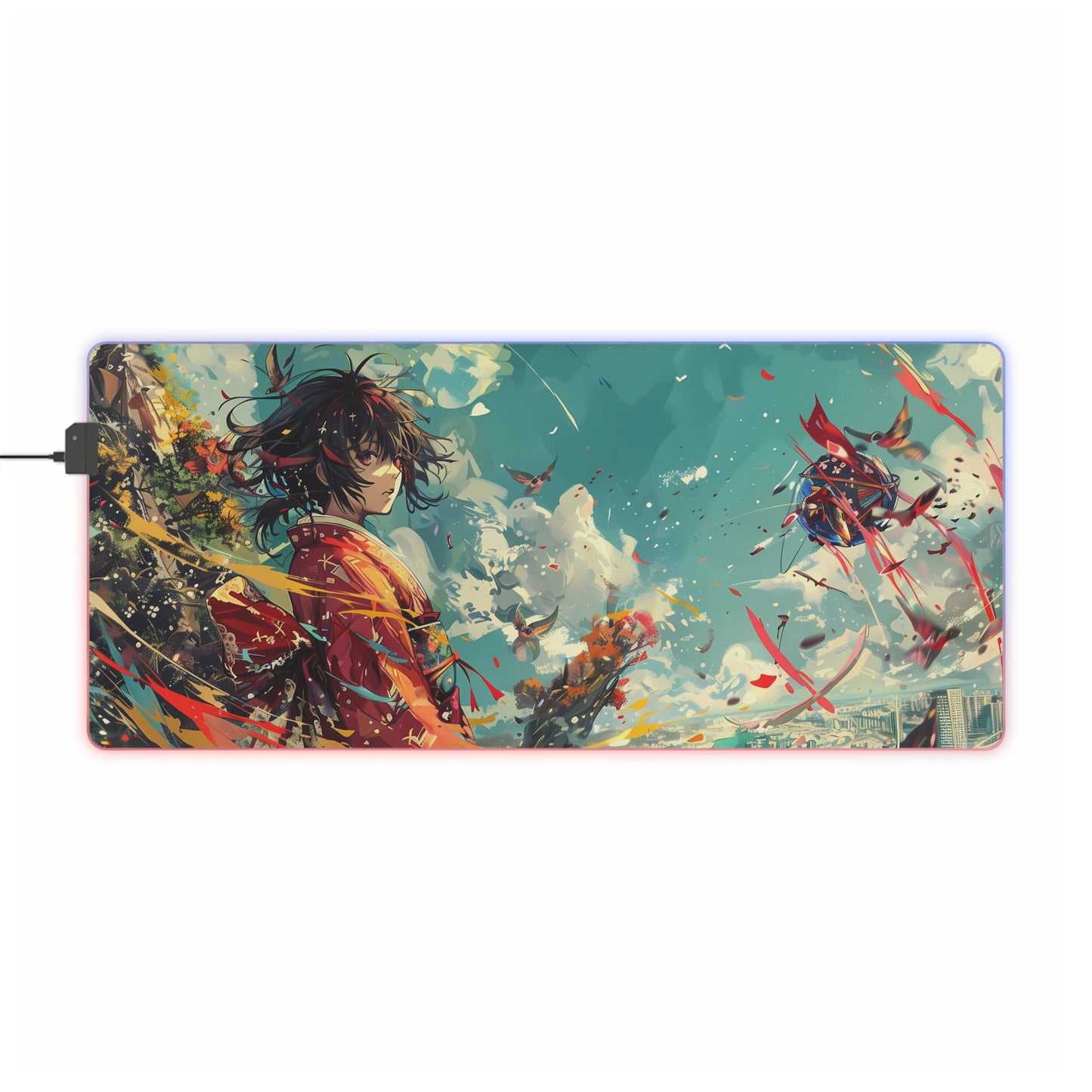 RGB Gaming Mouse Pad ( Anime Girl Abstract Background )