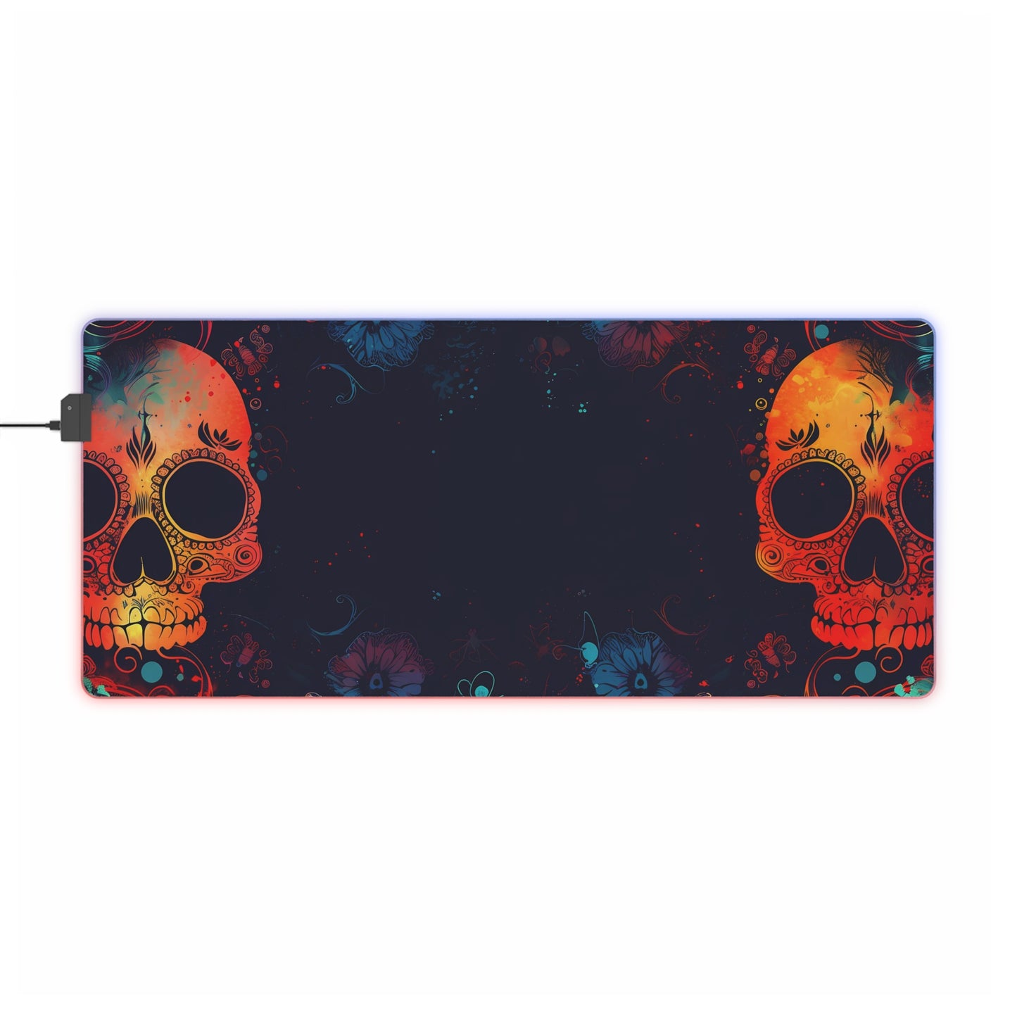 RGB Gaming/Office Mouse Pad ( Halloween Orange Skulls )