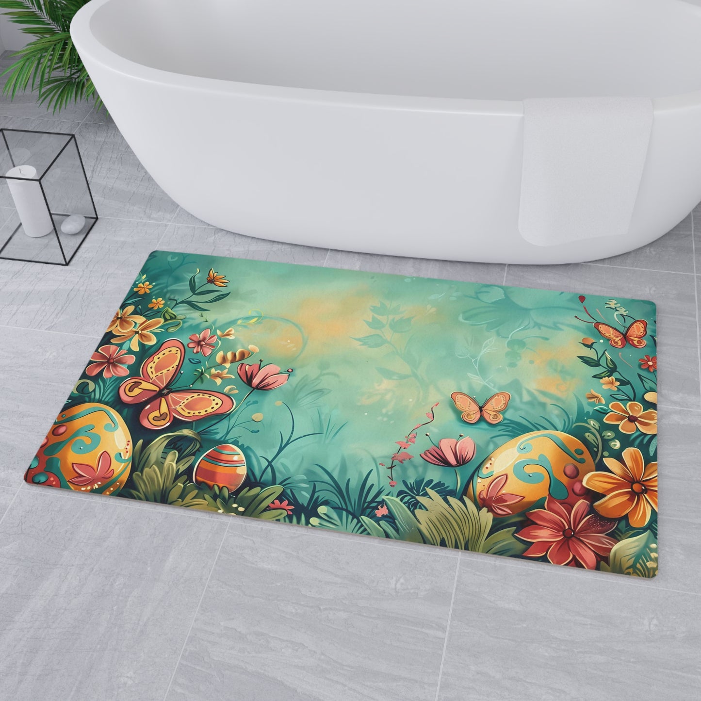 Floor Mat ( Easter Eggs Classic Look With Butterfly's )
