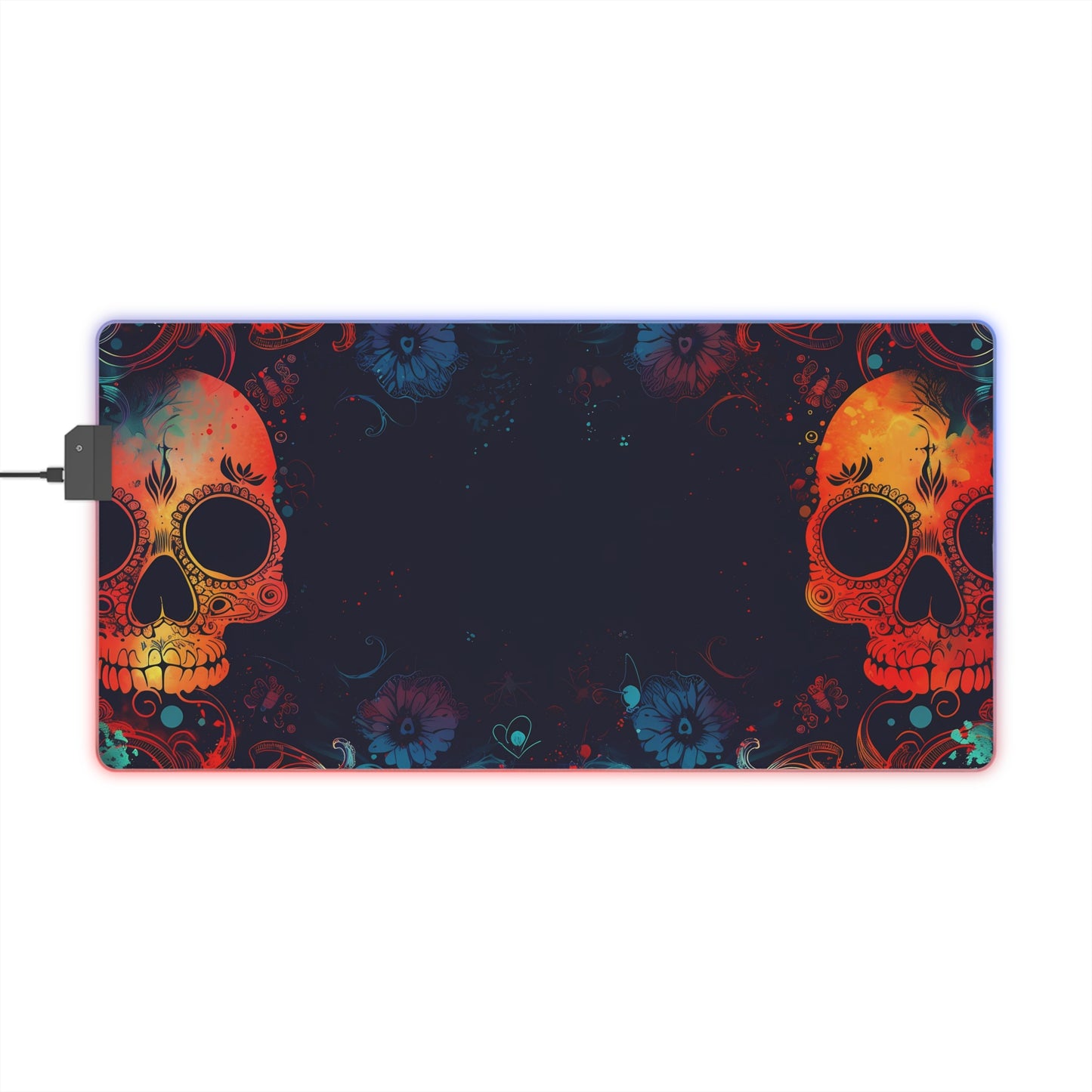 RGB Gaming/Office Mouse Pad ( Halloween Orange Skulls )