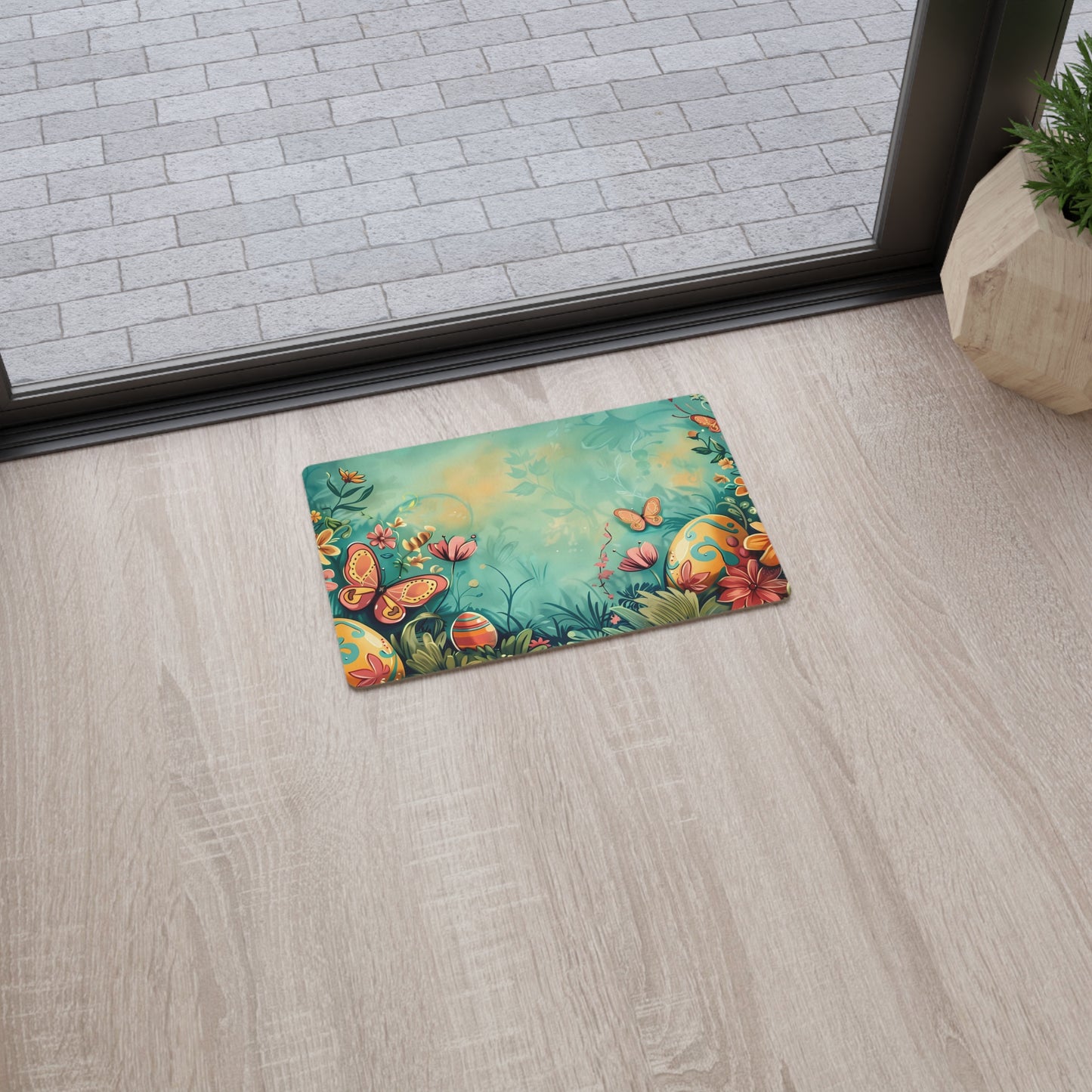 Floor Mat ( Easter Eggs Classic Look With Butterfly's )
