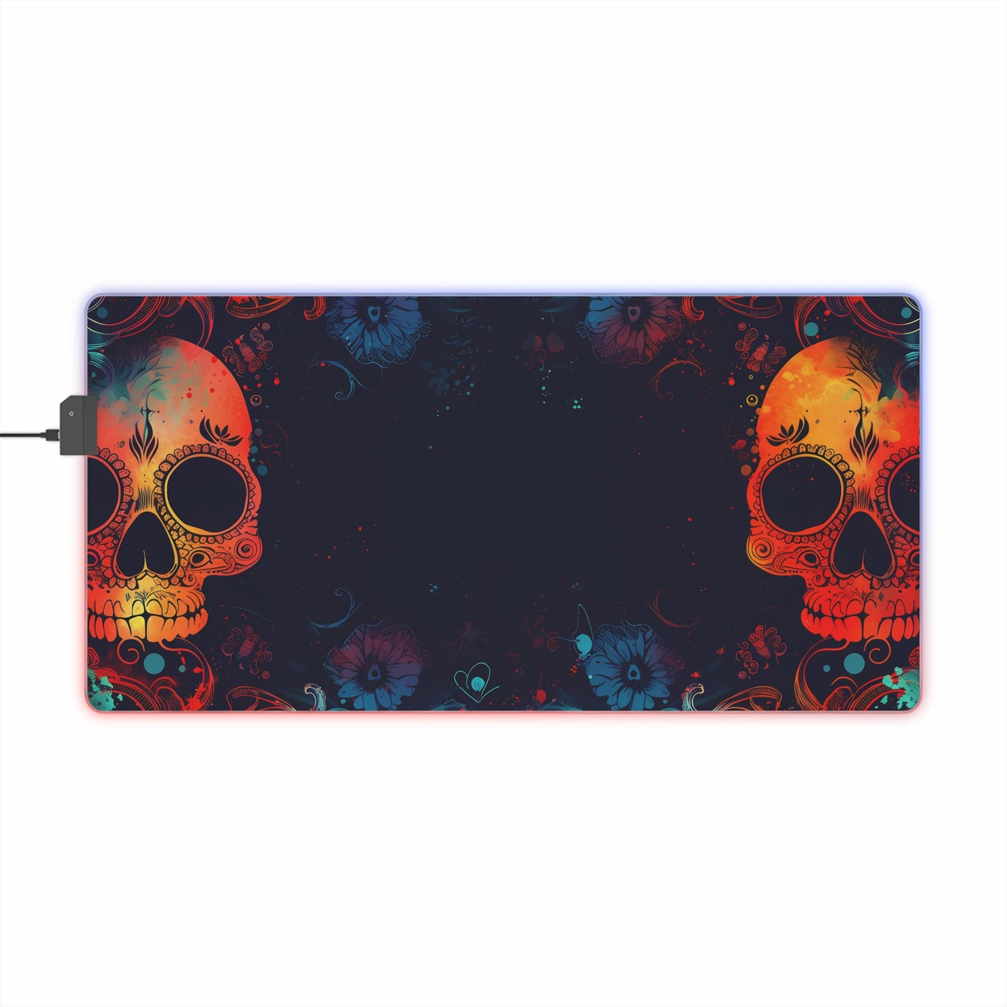 RGB Gaming/Office Mouse Pad ( Halloween Orange Skulls )