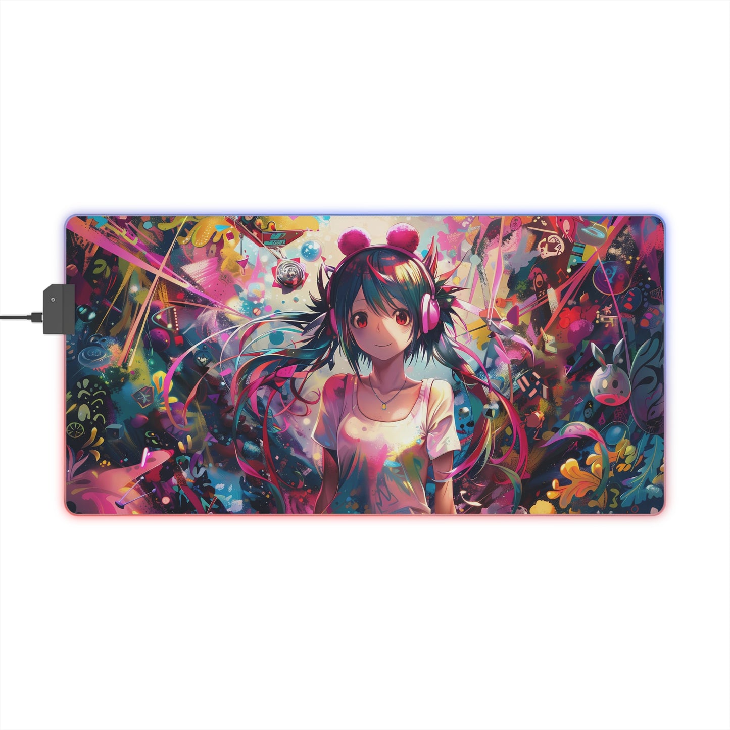 RGB Gaming Mouse Pad ( Anime Girl & Abstract Colorful Background)