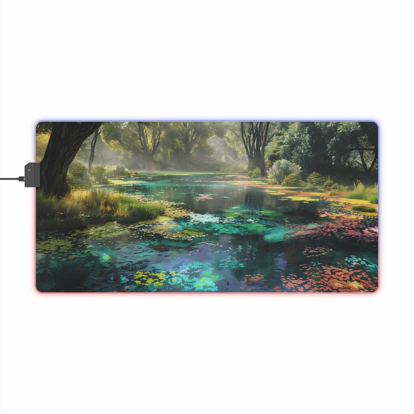 RGB Gaming Mouse Pad ( Calming Forest With Lake)
