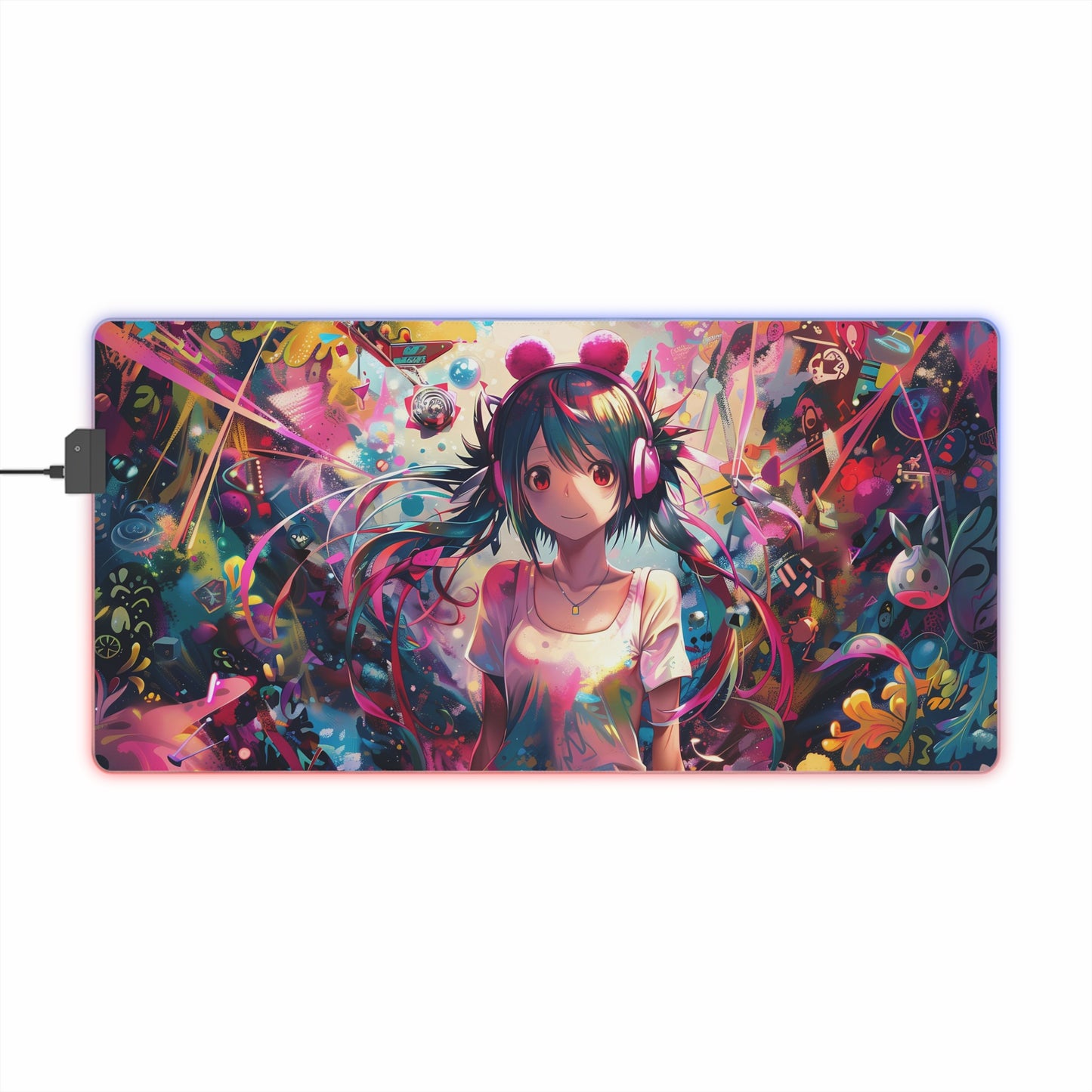 RGB Gaming Mouse Pad ( Anime Girl & Abstract Colorful Background)