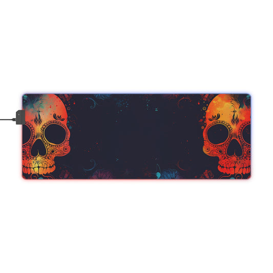 RGB Gaming/Office Mouse Pad ( Halloween Orange Skulls )