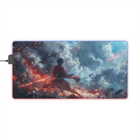 RGB Gaming Mouse Pad ( Samurai Catastrophical Fire )
