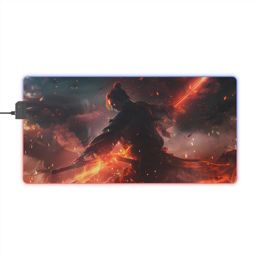 RGB Gaming Mouse Pad ( Samurai With Fire Katana )