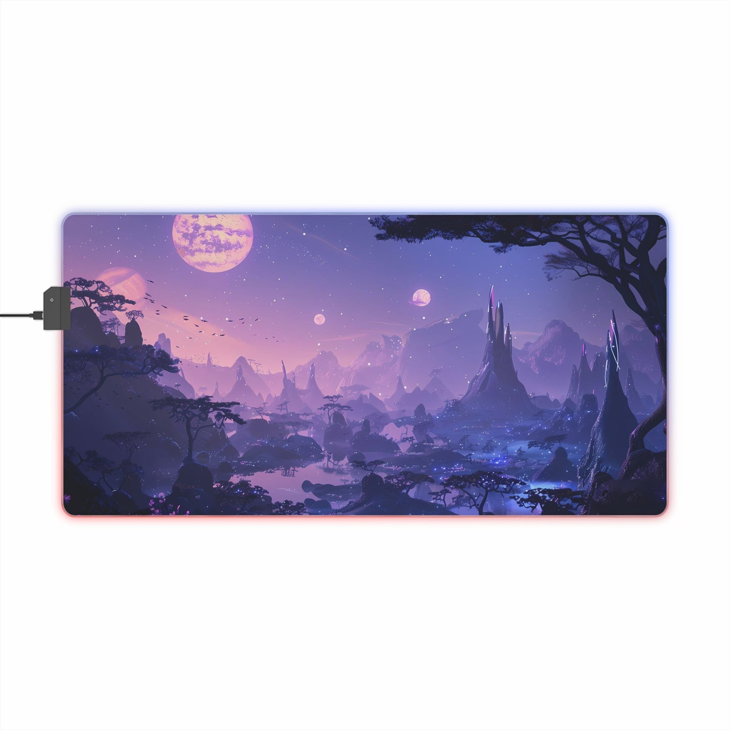 RGB Gaming Mouse Pad ( Purple Planet Environment With Moon)
