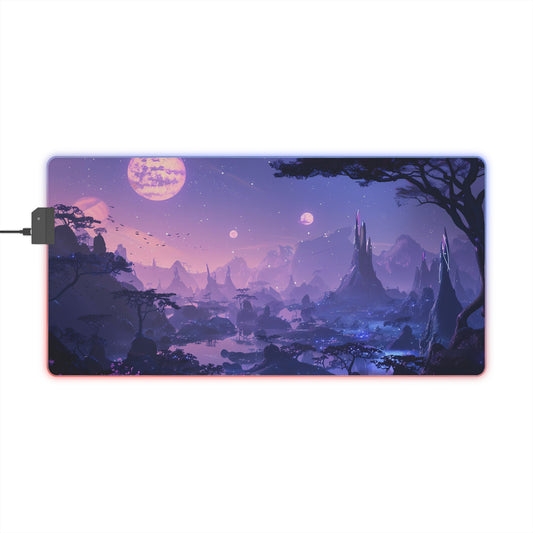 RGB Gaming Mouse Pad ( Purple Planet Environment With Moon)