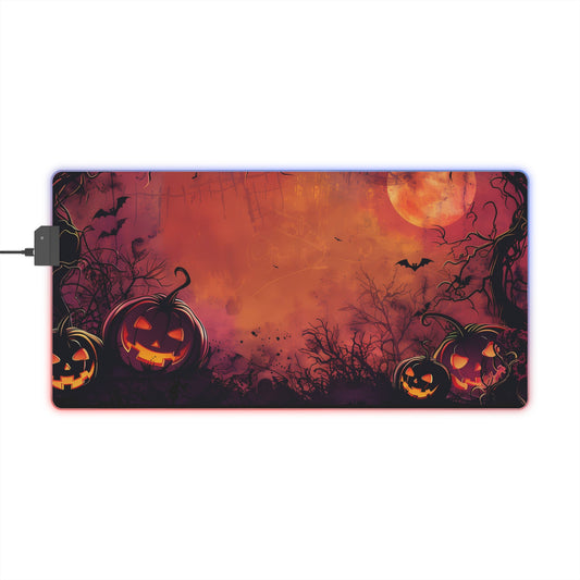 RGB Gaming/Office Mouse Pad ( Halloween Pumpkins & Moon )
